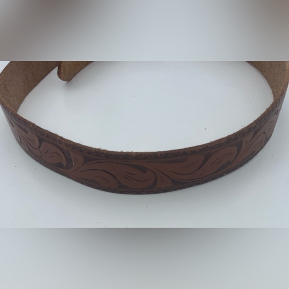 Western kids full grain leather belt with buckle - Picture 3 of 7